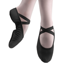 Stretch Leinen Ballettschuhe | VEGAN |Geteilte Sohle | Schwarz