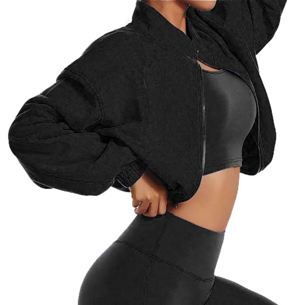 Cropped Jacket | Woman | Black | Crop coat - Click Image to Close