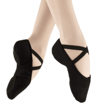 Leinen Ballettschuhe | StretchPro | Geteilte Sohle | Schwarz