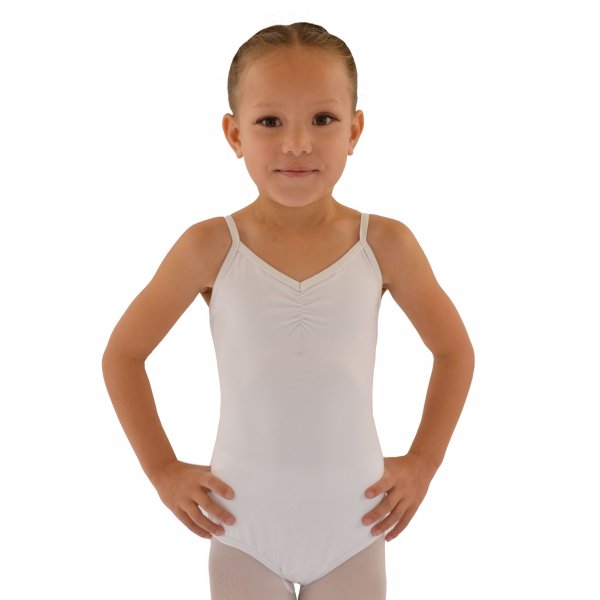 White Leotard | Gathered Front | Cotton/Spandex | 'Odette' - Click Image to Close