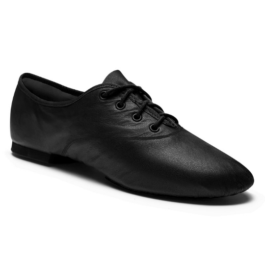 Jazz Shoes | Leather | Split Sole | Black | 'Oxford' - Click Image to Close